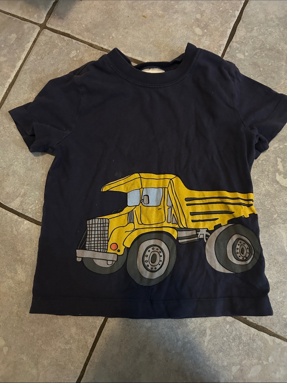 Hanna Andersson Navy Tee with Yellow Dump Truck Graphic